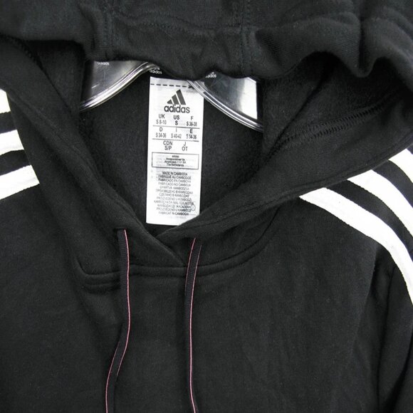 Adidas Hoodie Black Hooded Pouch Pocket Pullover Sweater Jacket Women's Small S - Picture 5 of 8
